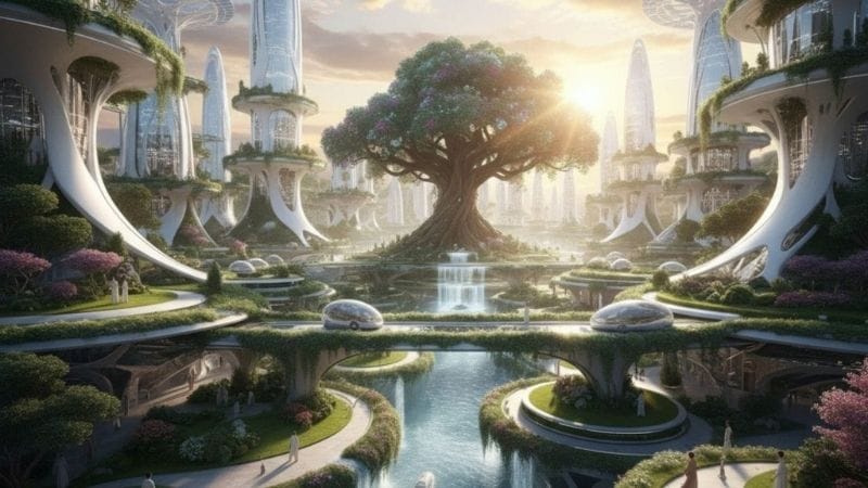 Paisagem gloriosa de um amanhecer sobre um mundo renovado