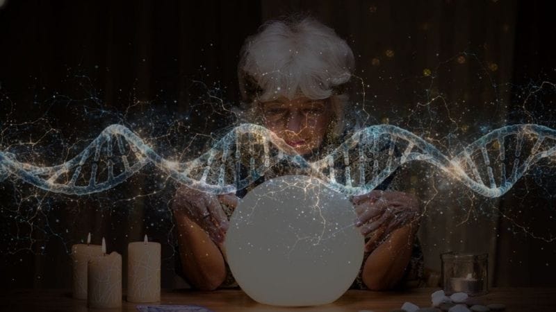 Representação artística do DNA e conexões neurais