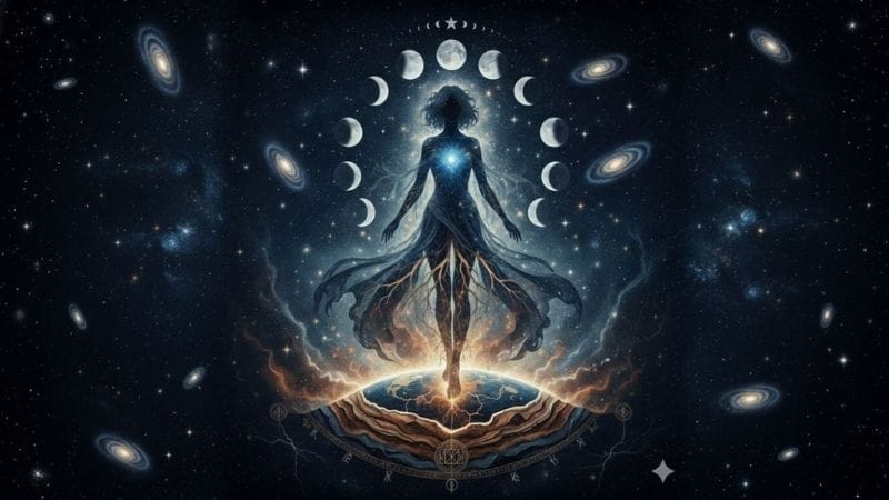 Representação artística da consciência feminina ancestral e a lua